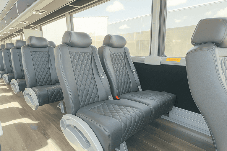 interior of New Haven Coach Bus Service charter bus