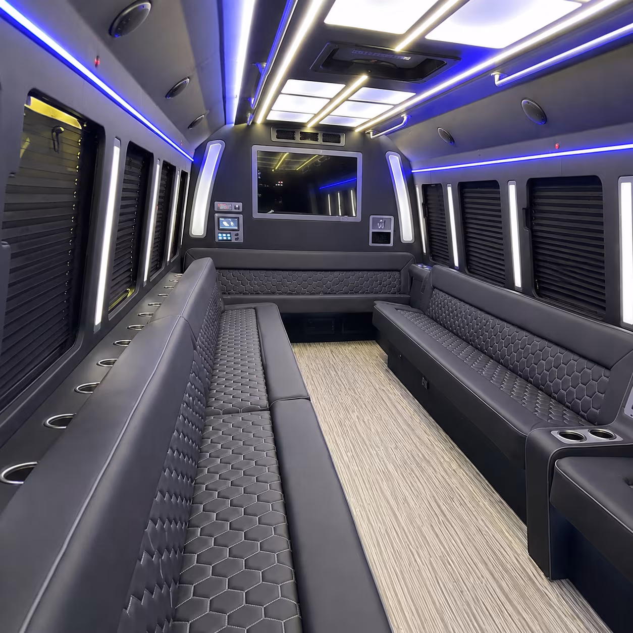 new haven 40 passenger party bus inside
